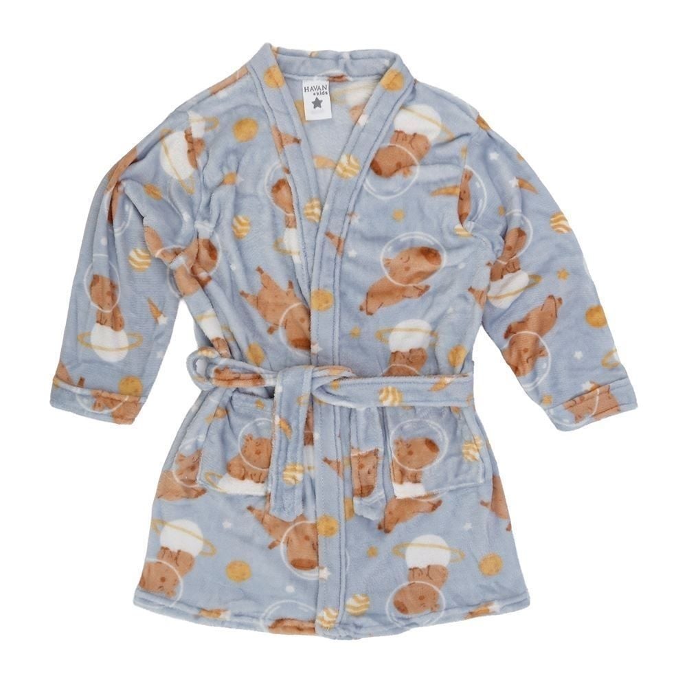 Roupão Infantil m Microfibra Lumini Havan Kids - Capivara Astronauta