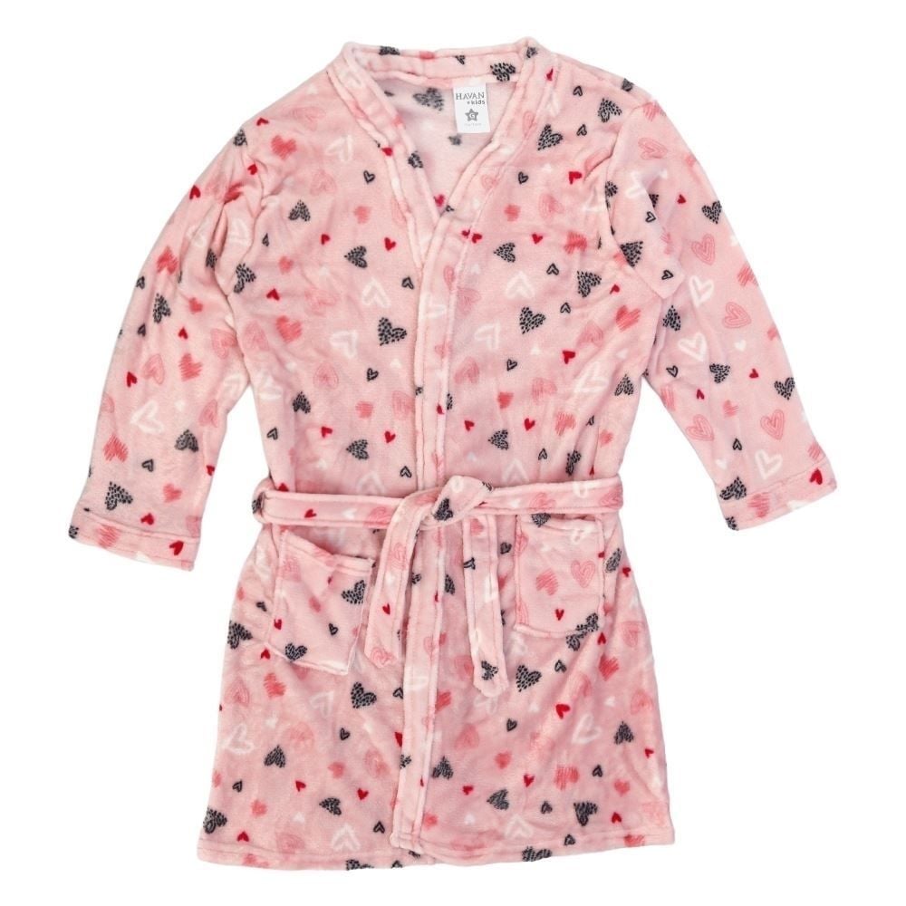 Roupão Infantil P Microfibra Lumini Havan Kids - Coração Rosa