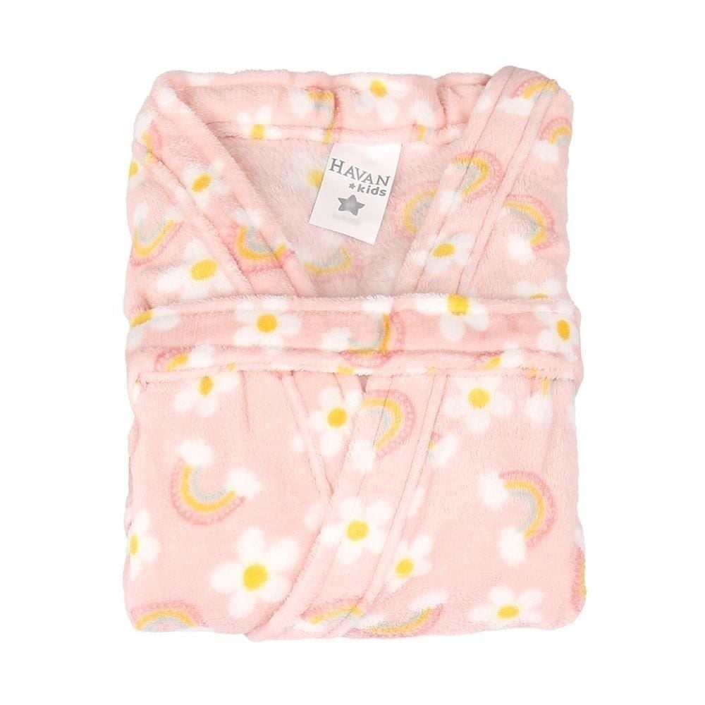 Roupão Infantil P Microfibra Lumini Havan Kids - Arco Íris Rosa