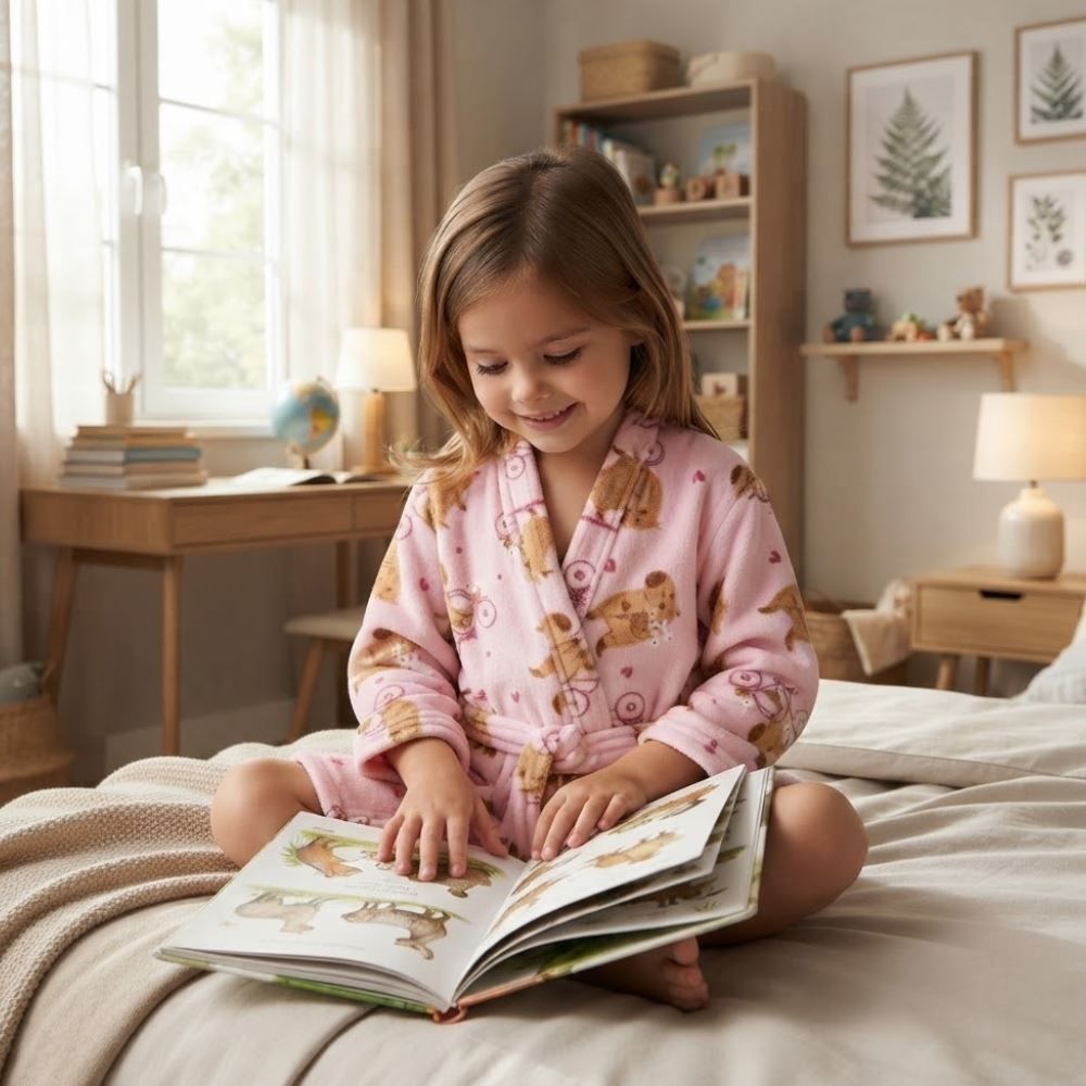 Roupão Infantil P Microfibra Lumini Havan Kids - Capivara Rosa
