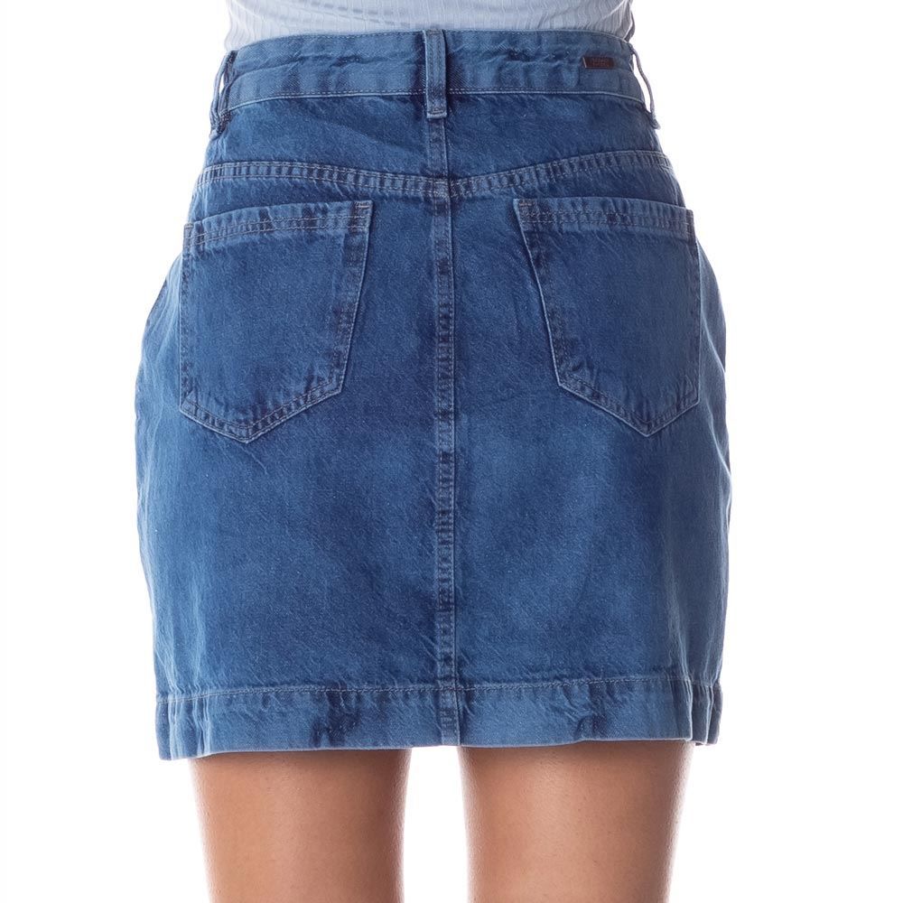 Saia Jeans com Botões e Recorte Patrícia Foster
