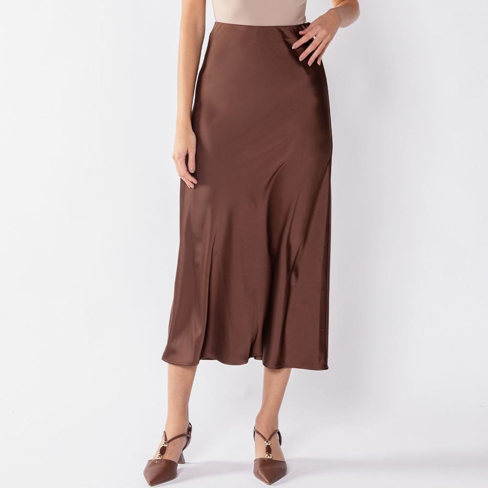 Saia Midi Feminina De Cetim Patricia Foster