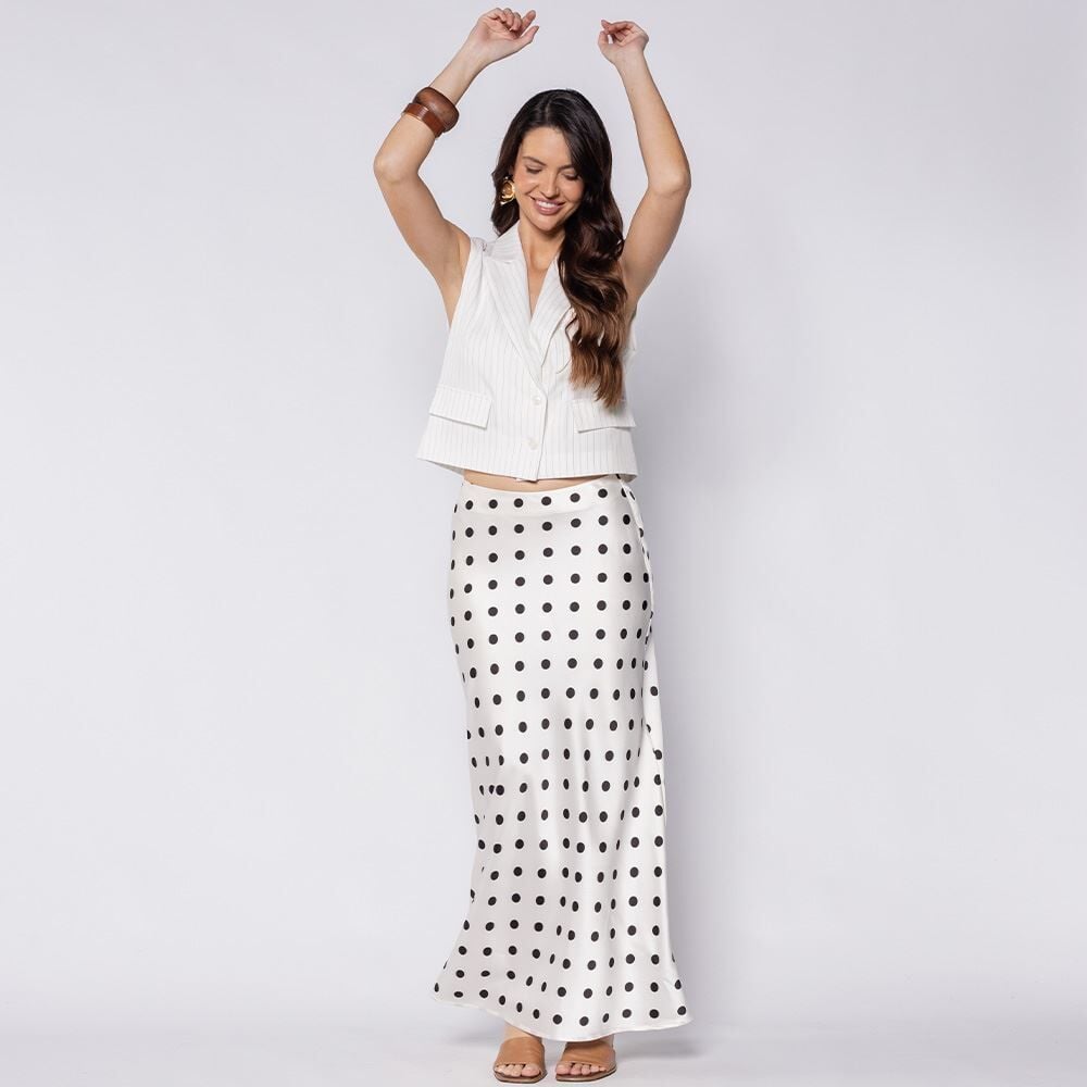 Saia Midi Feminina Em Cetim Patricia Foster