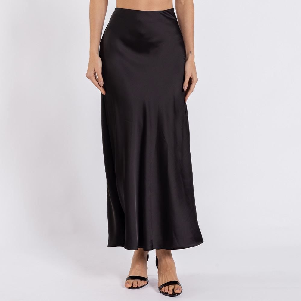 Saia Midi Feminina Em Cetim Patricia Foster