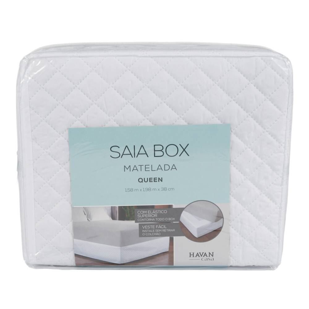 Saia para Cama Box Queen Matelassê Veste Fácil - Branca