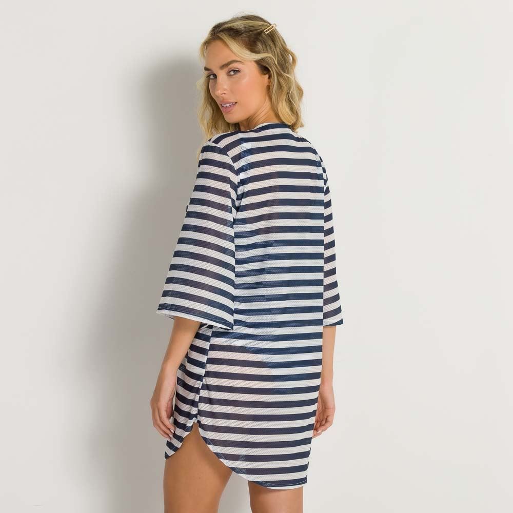 Saída De Praia Chemise Listras Boby Blues