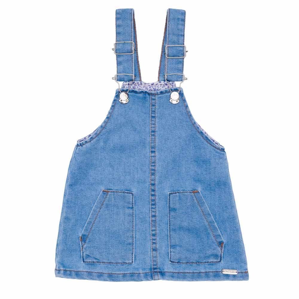 Salopete Jeans de Bebê + Bolsos e Forro Floral Yoyo Baby
