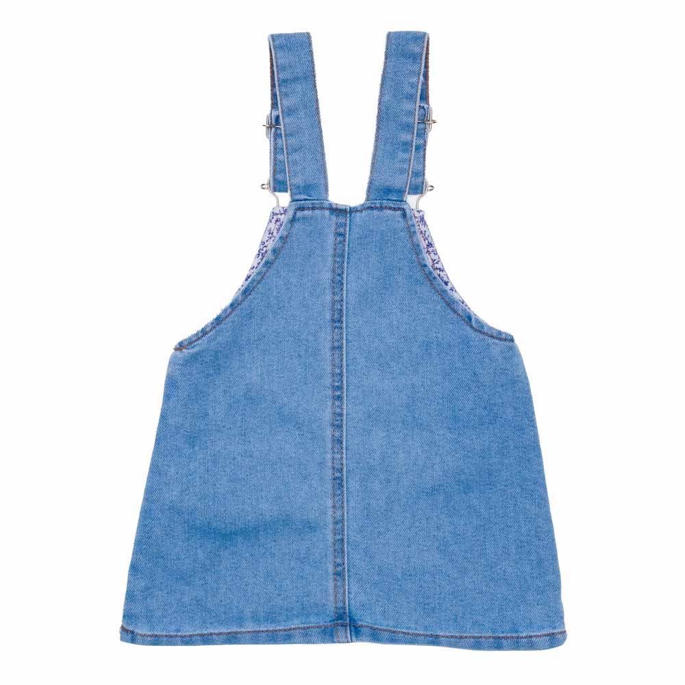 Salopete Jeans de Bebê + Bolsos e Forro Floral Yoyo Baby