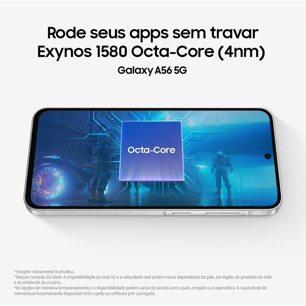 Samsung Galaxy A56 5G, 128 Gb, 8 Gb, Câmera Tripla - CINZA