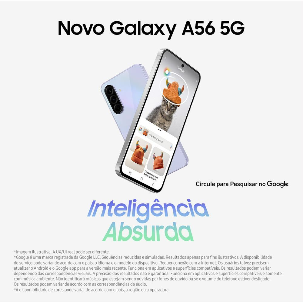 Samsung Galaxy A56 5G, 128 Gb, 8 Gb, Câmera Tripla - PRETO