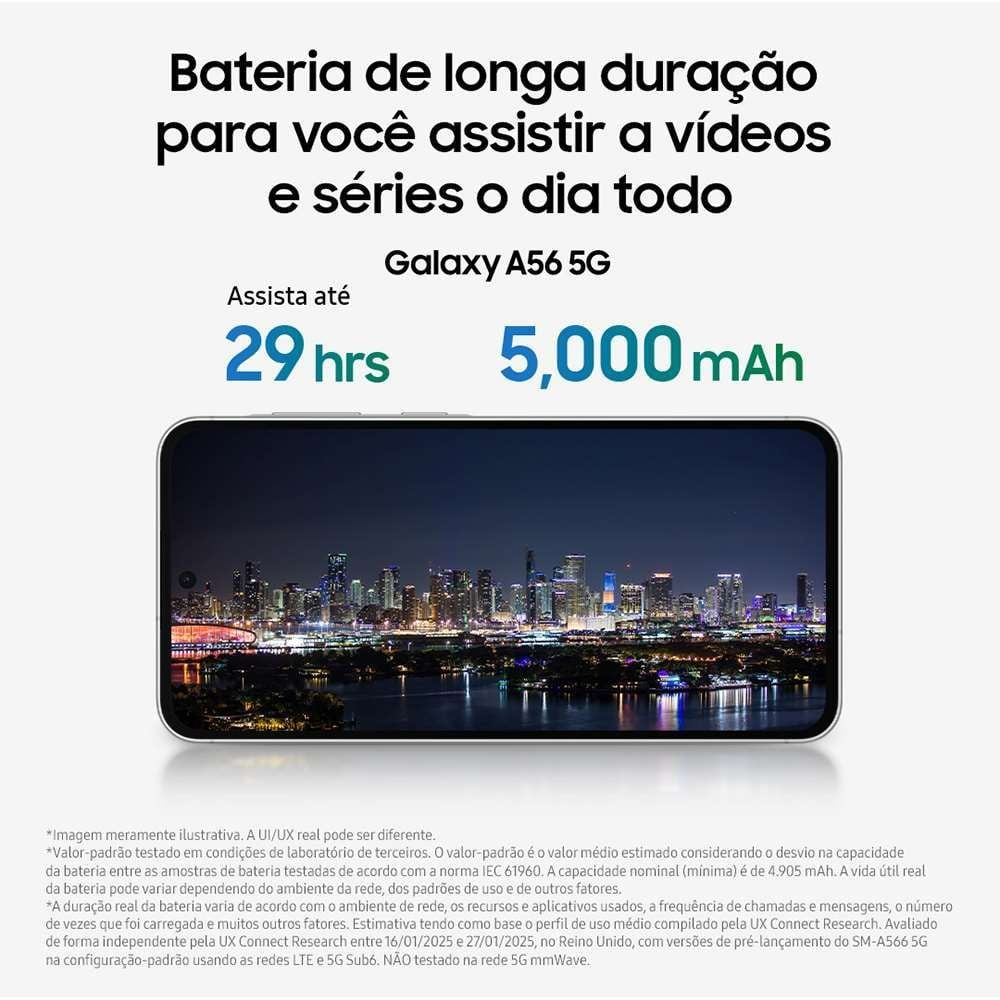 Samsung Galaxy A56 5G, 256 Gb, 8 Gb, Câmera Tripla - CINZA
