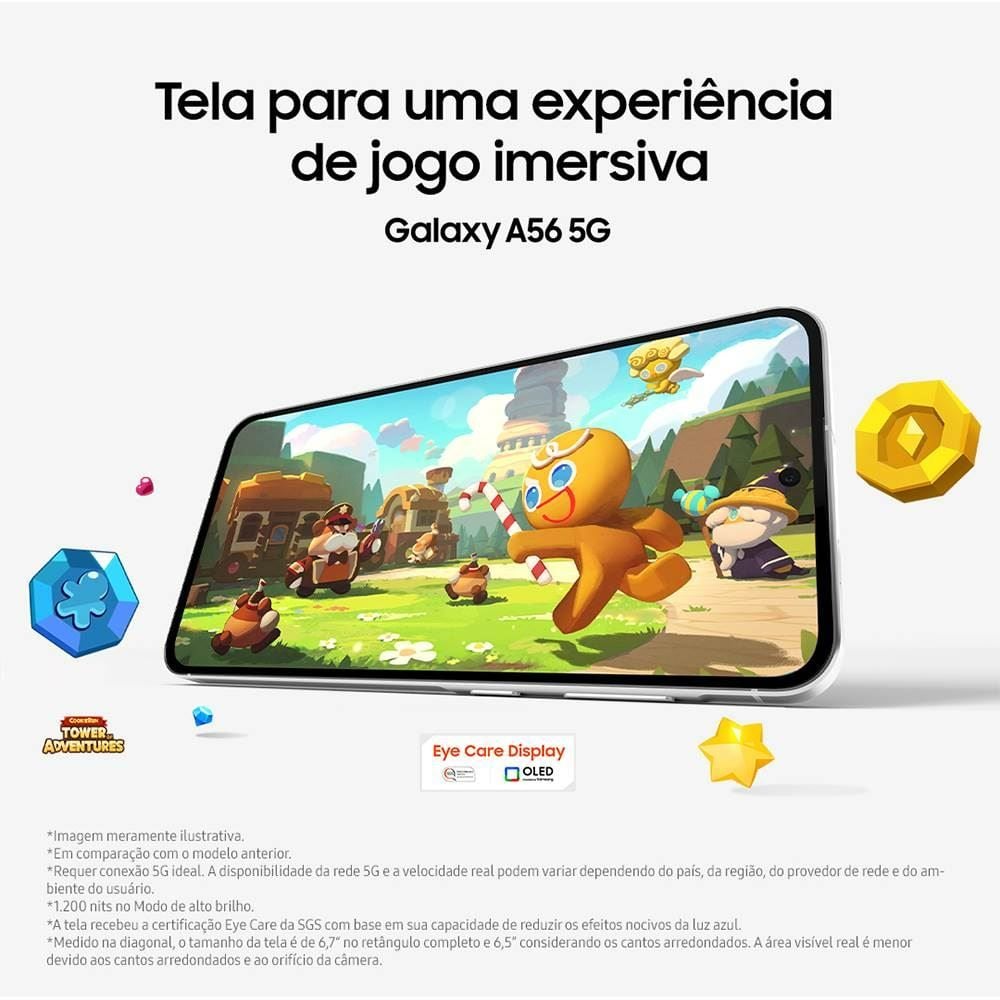 Samsung Galaxy A56 5G, 256 Gb, 8 Gb, Câmera Tripla - CINZA