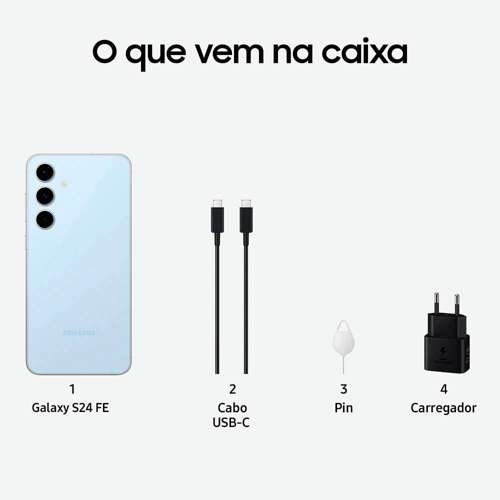 Samsung Galaxy S24 Fe 5G 256Gb 8Gb Ram Tela 6.7" Galaxy Ai - Azul Claro