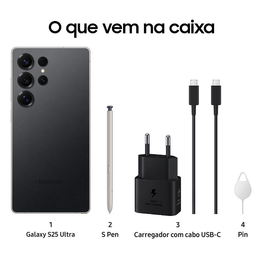Celular Samsung Galaxy S25 Ultra 5G 256Gb 12Gb Câmera Quádrupla
