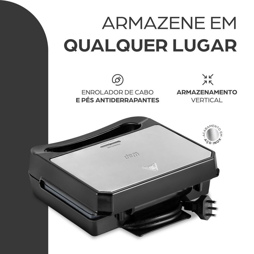 Sanduicheira Grill em Inox WAP WS750 com Aquecimento Rápido Speed Heat