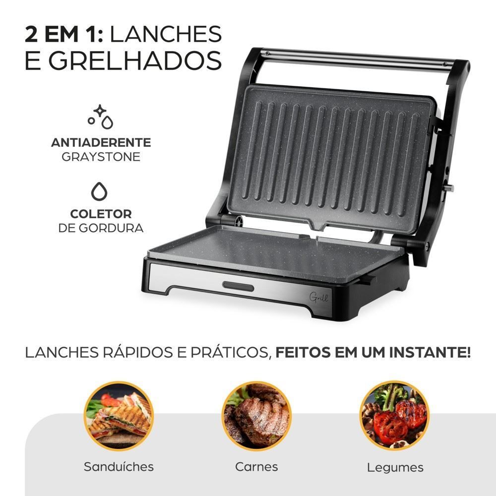 Sanduicheira e Grill Inox WAP 2 em 1 1000W WS1000