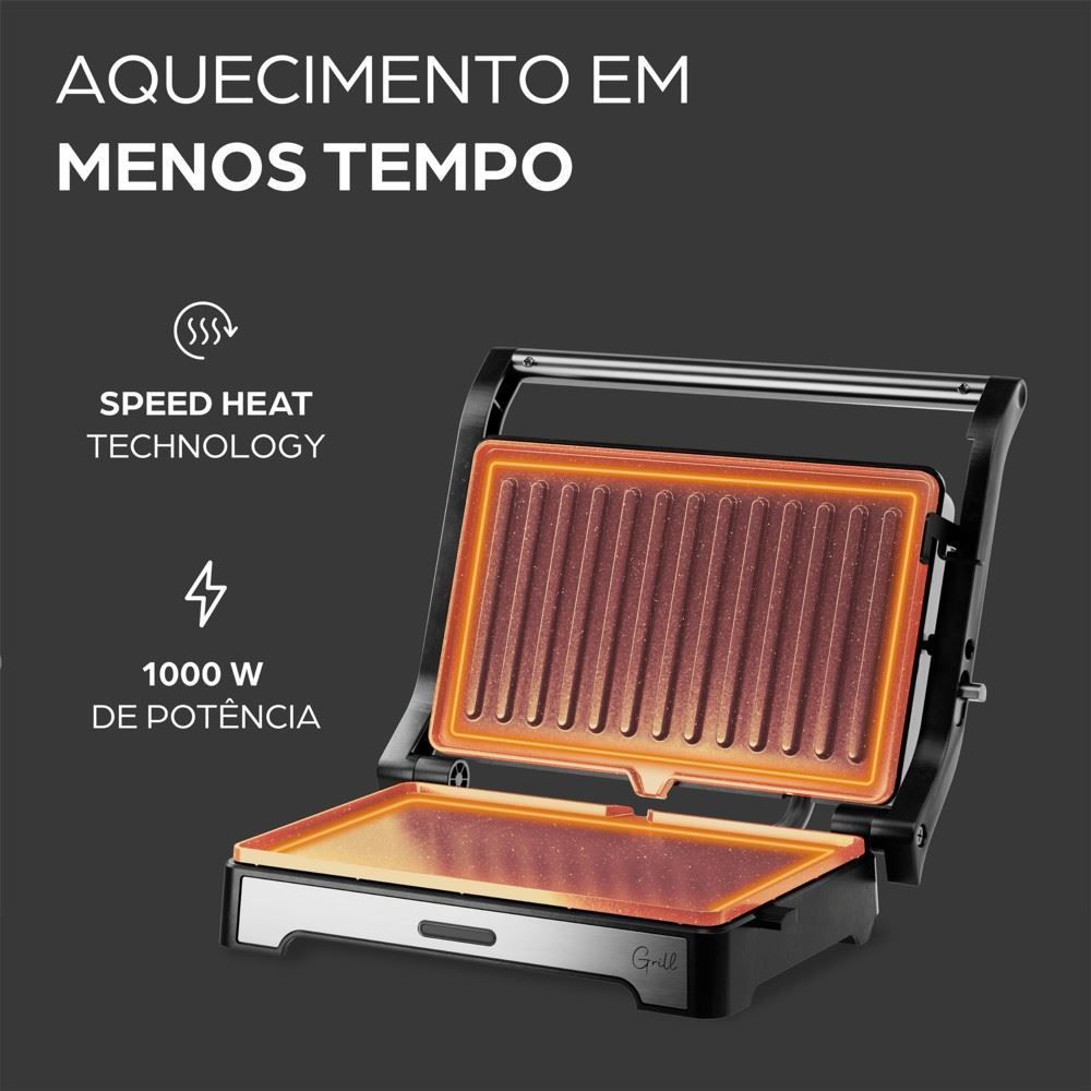 Sanduicheira e Grill Inox WAP 2 em 1 1000W WS1000