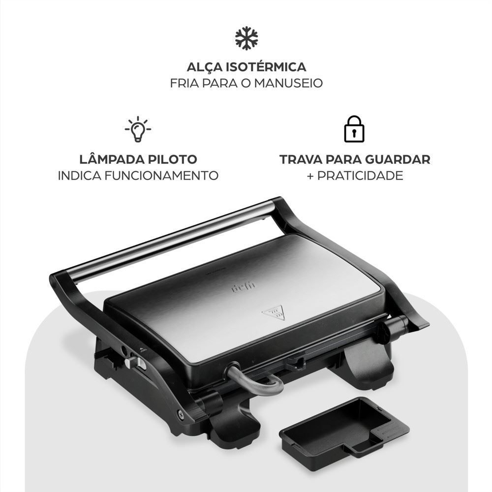 Sanduicheira e Grill Inox WAP 2 em 1 1000W WS1000
