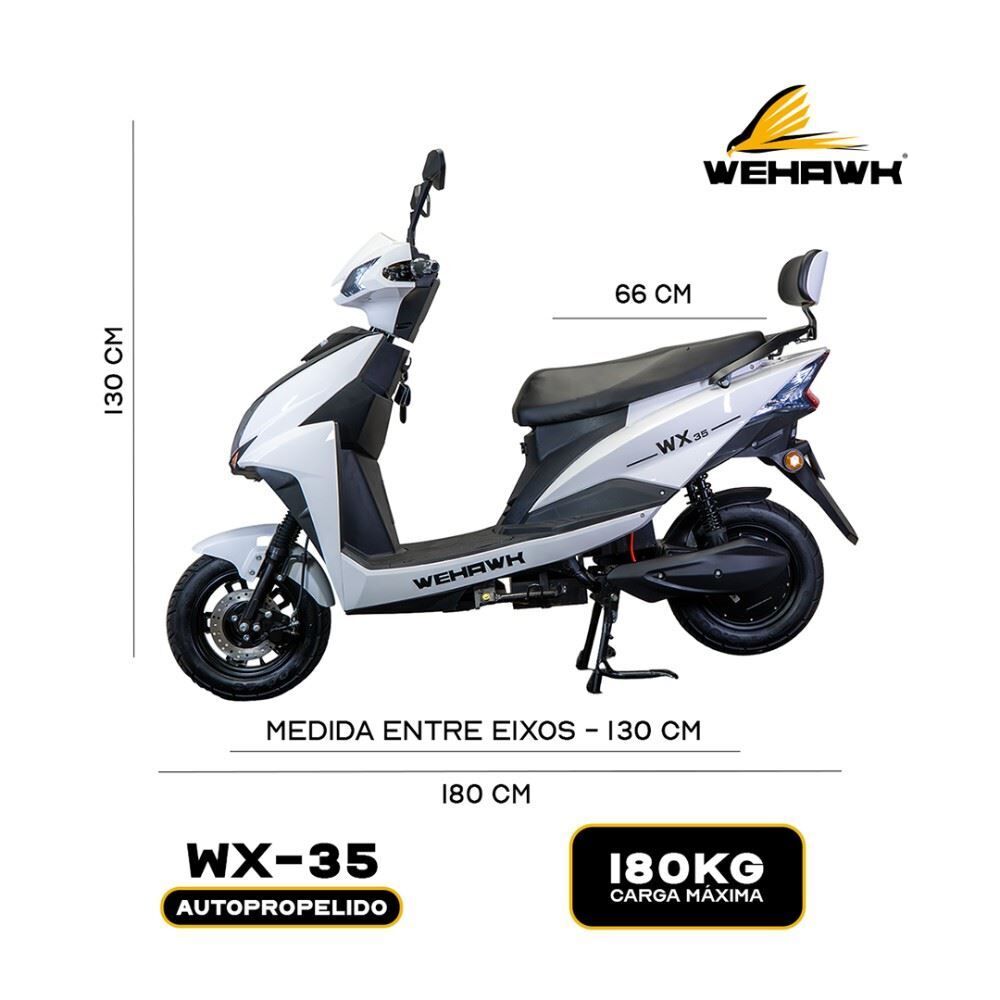 Scooter Eletrica Wehawk Wx-35 1000W Bateria 60V 20Ah Litio - Branco