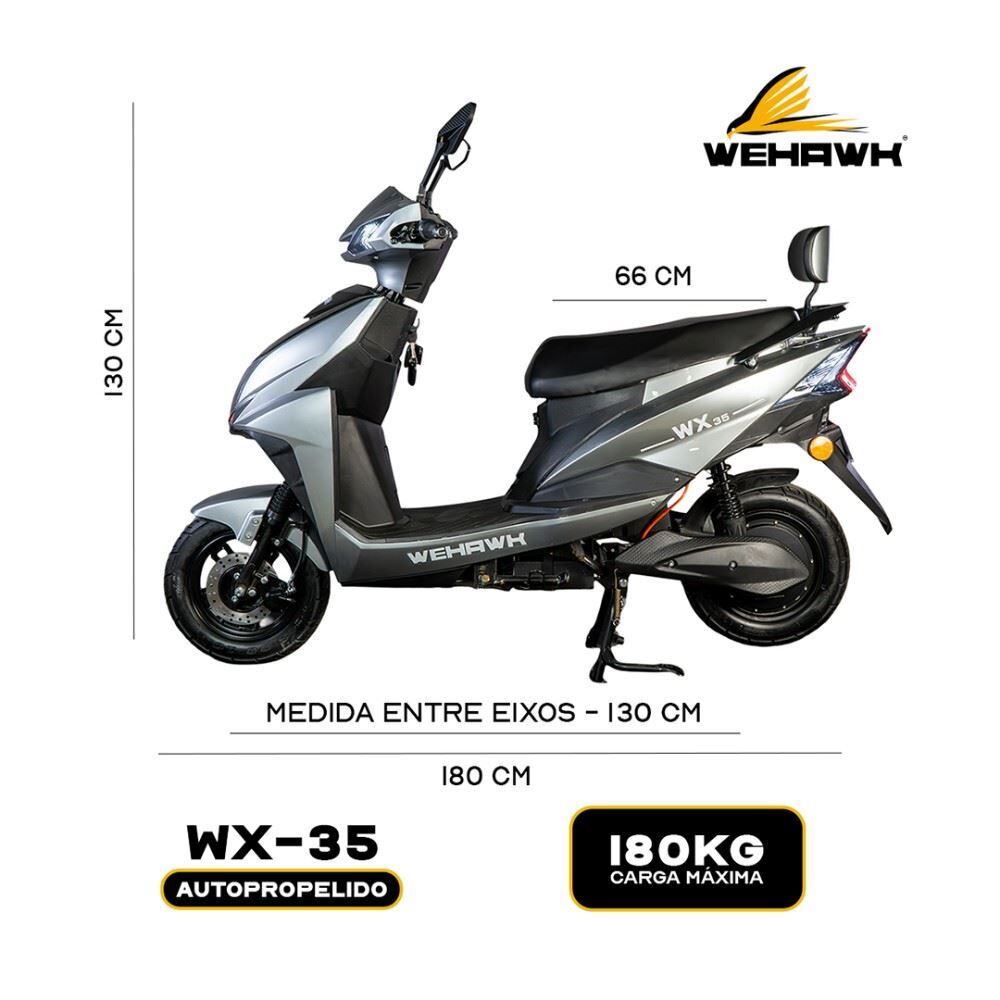 Scooter Eletrica Wehawk Wx-35 1000W Bateria 60V 20Ah Litio - Cinza