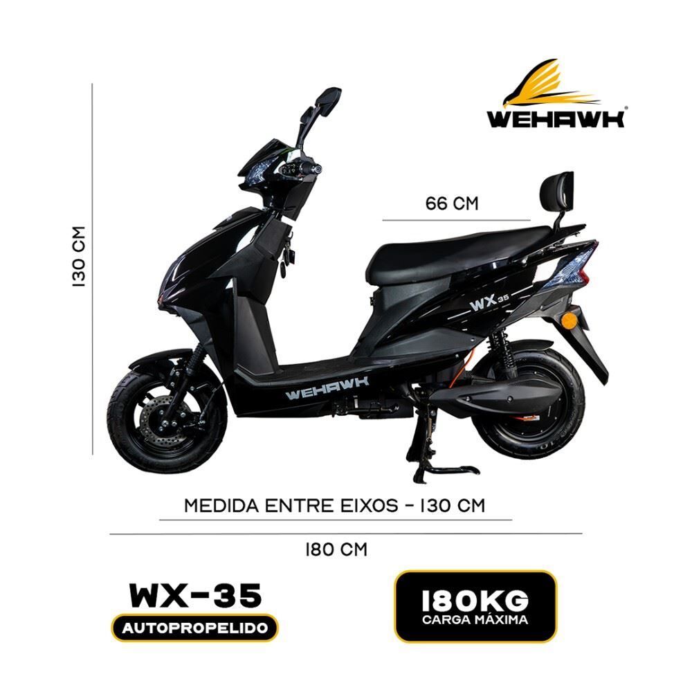 Scooter Eletrica Wehawk Wx-35 1000W Bateria 60V 20Ah Litio - Preto