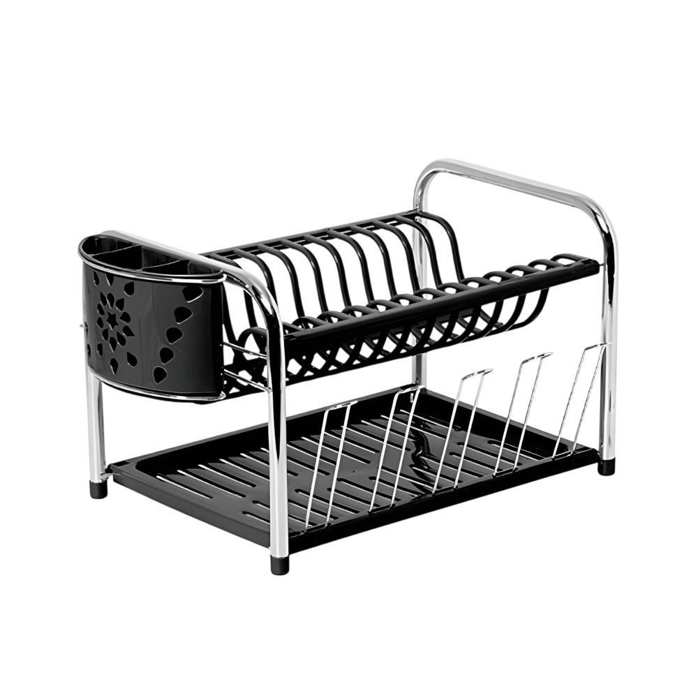 Escorredor de Louças com Porta Copos e Talheres Master 26Cm - Preto