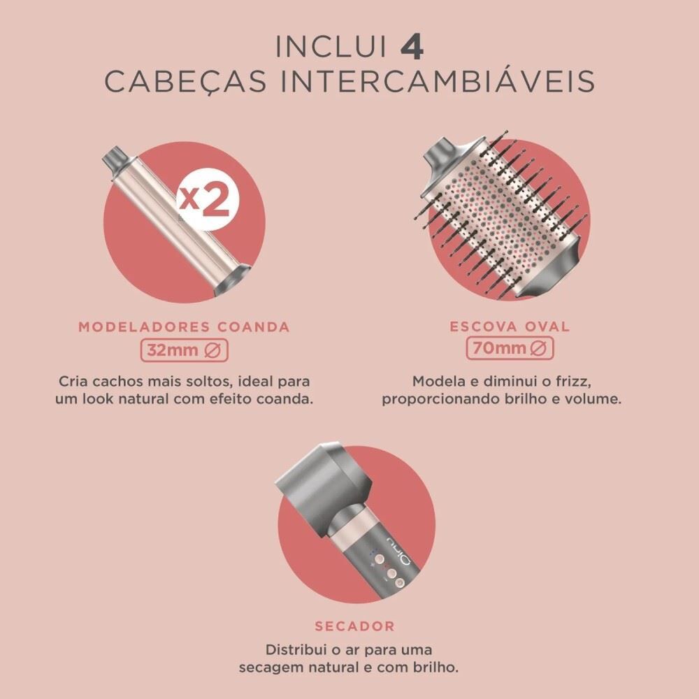 Secador de Cabelos Gama Multistyler Uniq Flow 4 em 1 - Bivolt