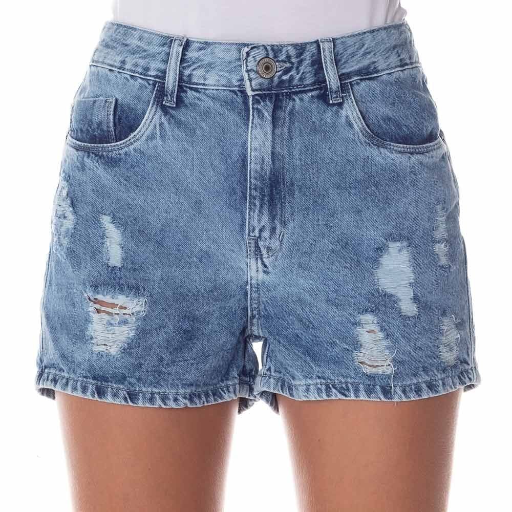 Short Jeans Boyfriend Marmorizado Patrícia Foster