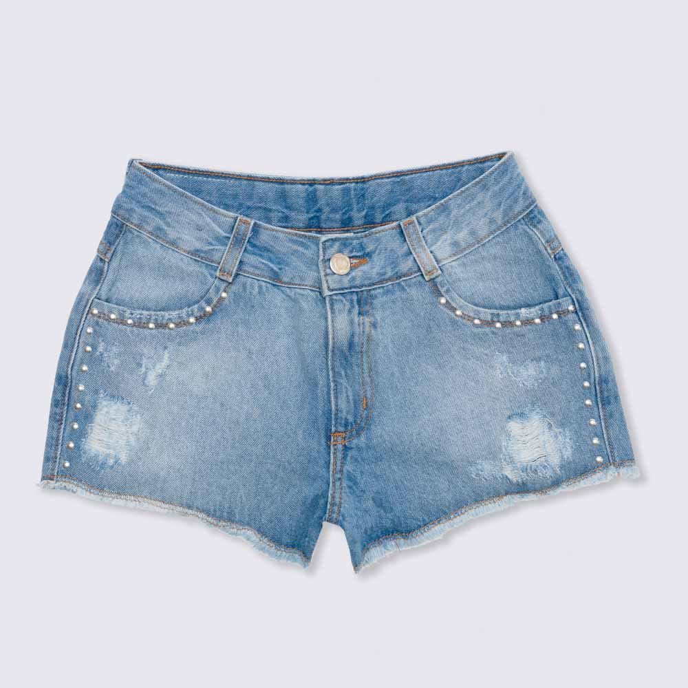 Shorts 12 a 16 anos Jeans Boyfriend + Strass Marmelada