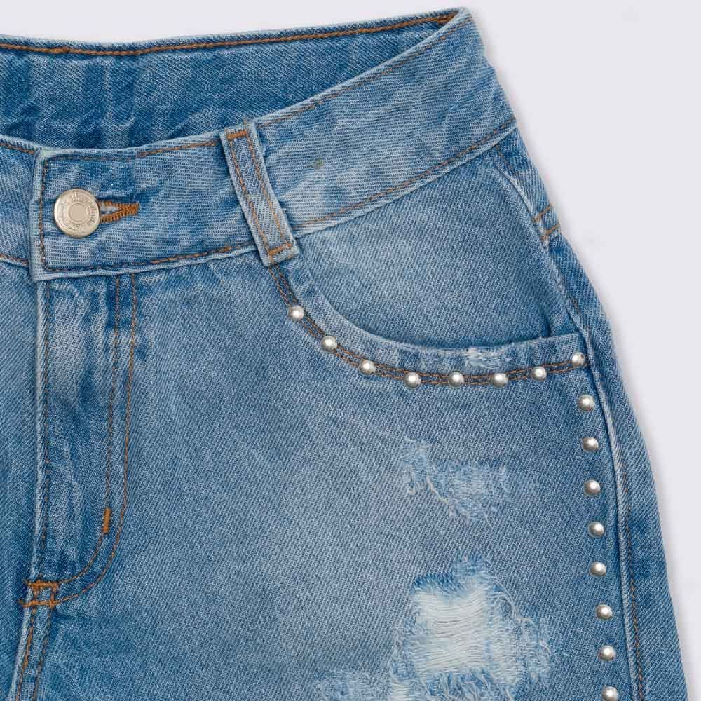 Shorts 12 a 16 anos Jeans Boyfriend + Strass Marmelada