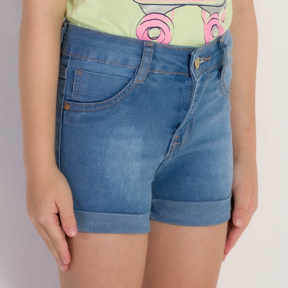 Shorts 4 a 10 anos Jeans Barra Virada Marmelada