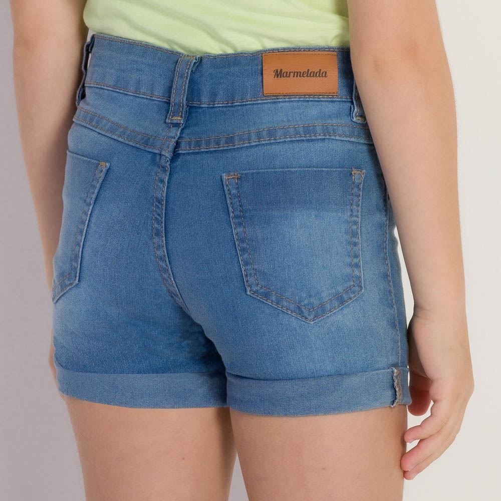 Shorts 4 a 10 anos Jeans Barra Virada Marmelada