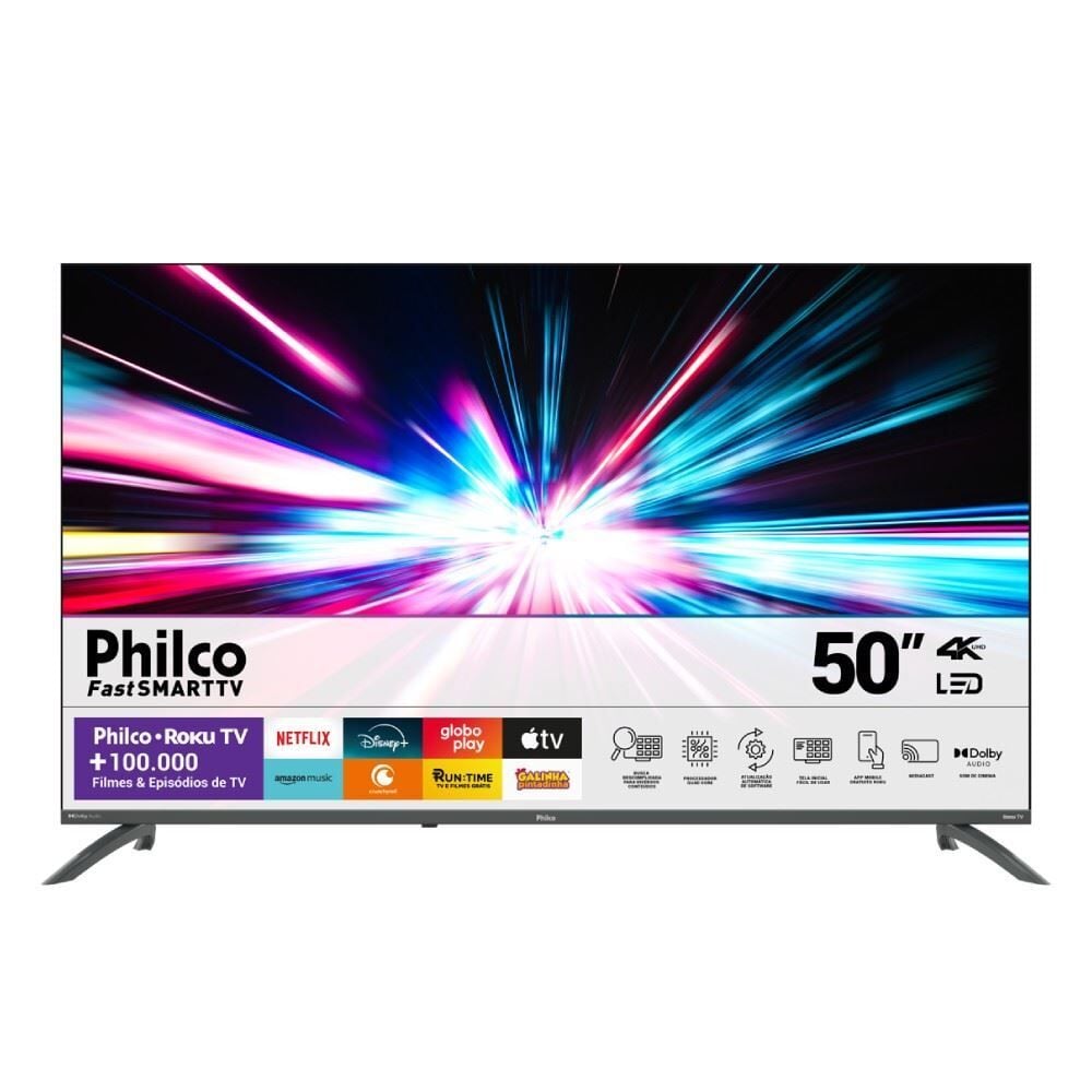 Smart Tv 50” Philco Ptv50va4regb Roku Tv Led Dolby Audio - Bivolt