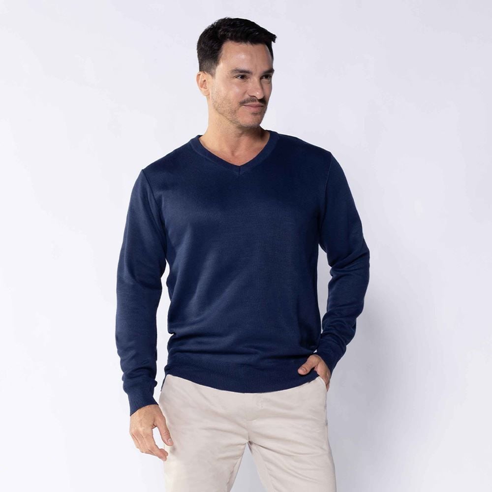 Suéter Masculino De Tricot Gola V Marc Alain