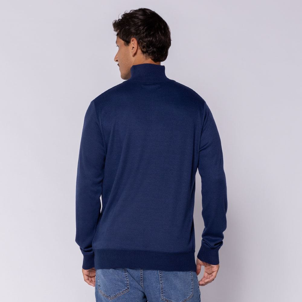 Suéter Masculino Em Tricot Gola Alta Com Zíper Marc Alain