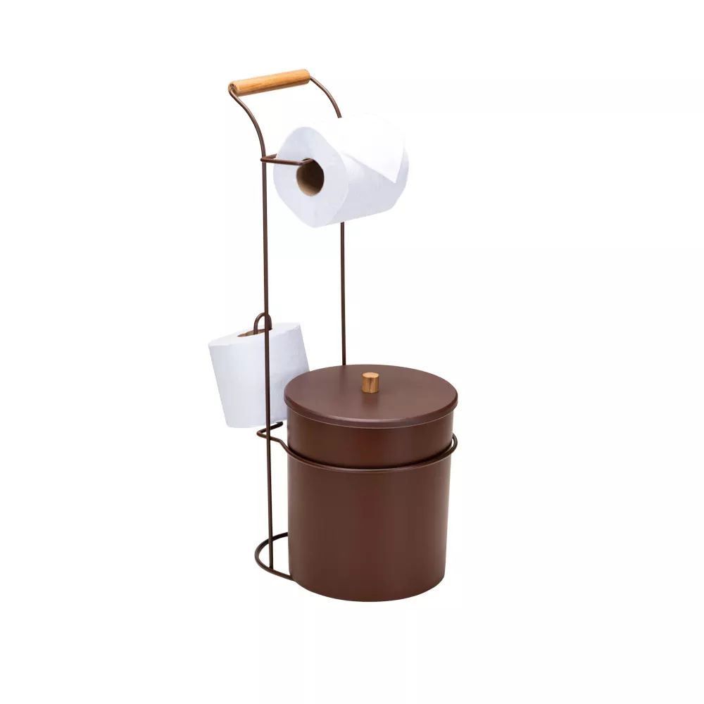 Suporte para Papel Higienico 2 Rolos com Lixeira Terra Brasil Arthi