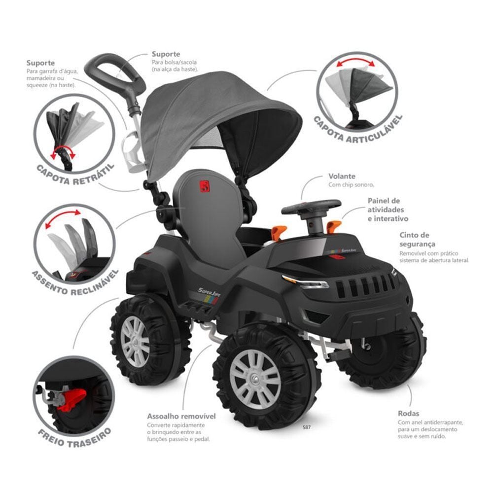 Superjipe Infantil Passeio e Pedal com Capota Bandeirante - 587