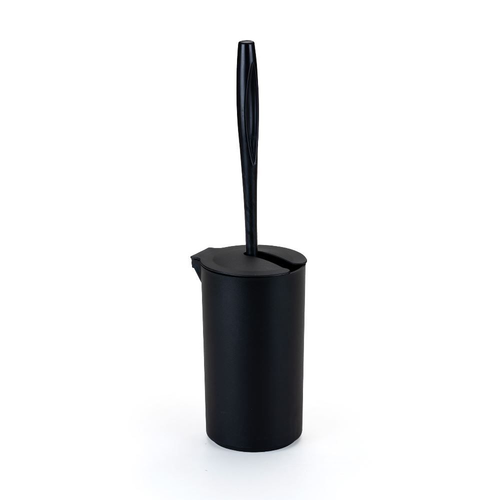 Suporte Com Tampa Articulável Redonda Com Escova Sanitária Black Arthi