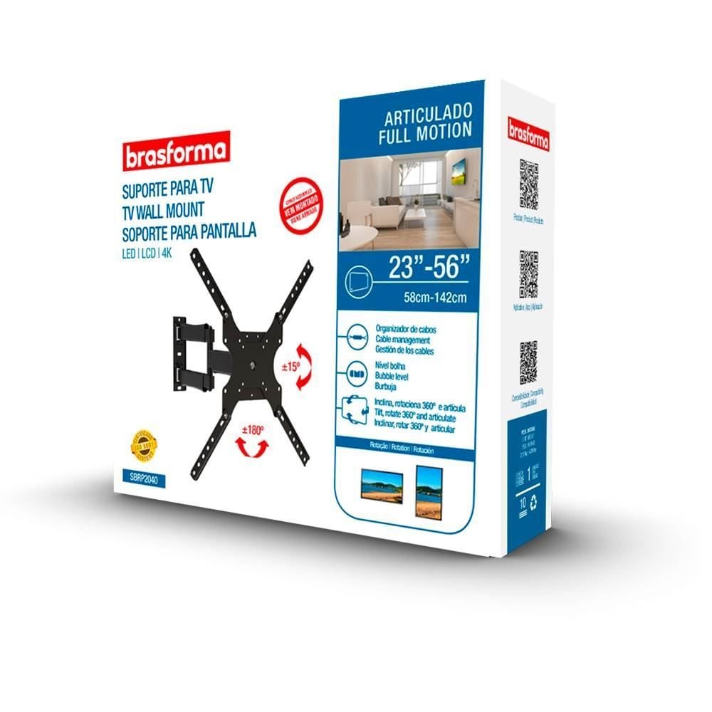 Suporte De Tv Articulado De 23" À 55" Brasforma - SBRP2040 