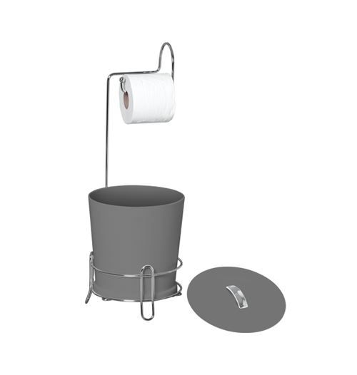Suporte para Papel Higiênico com Lixeira Niquelart - CHUMBO