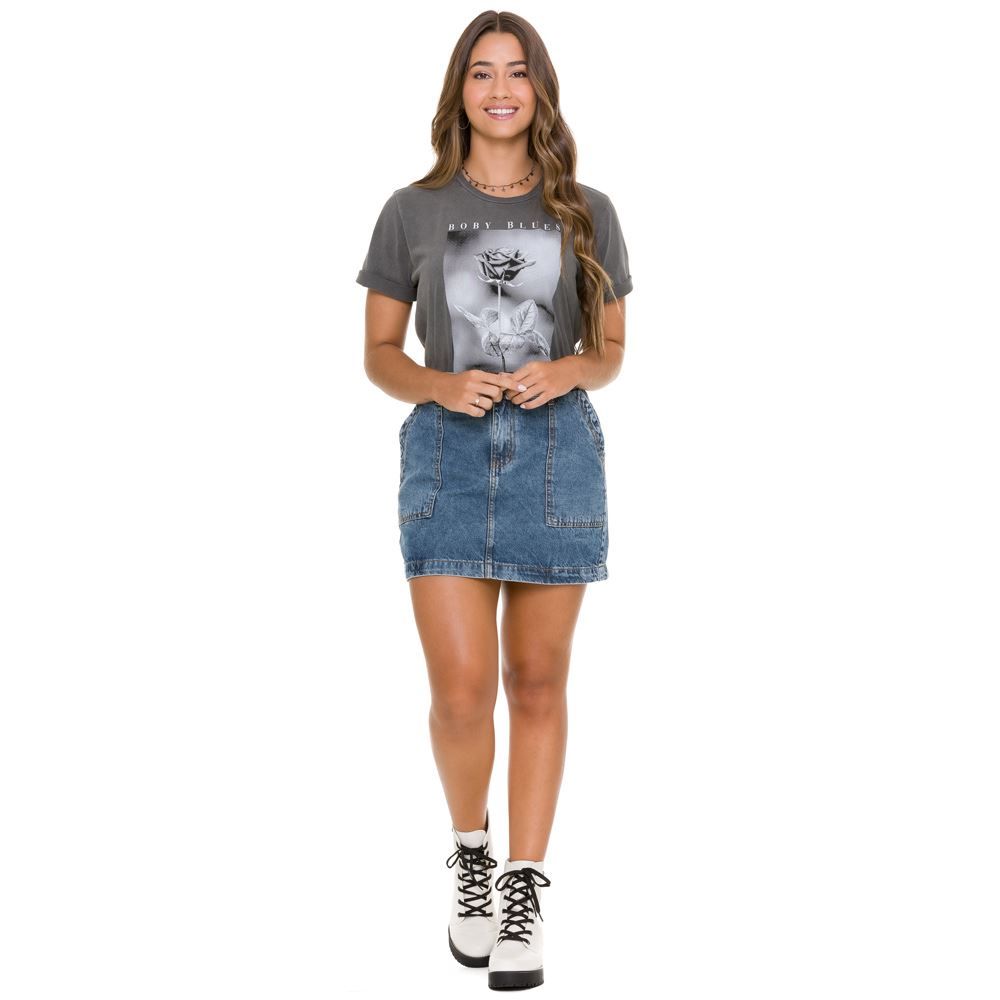 T-shirt Estonada Estampa Rosa Boby Blues