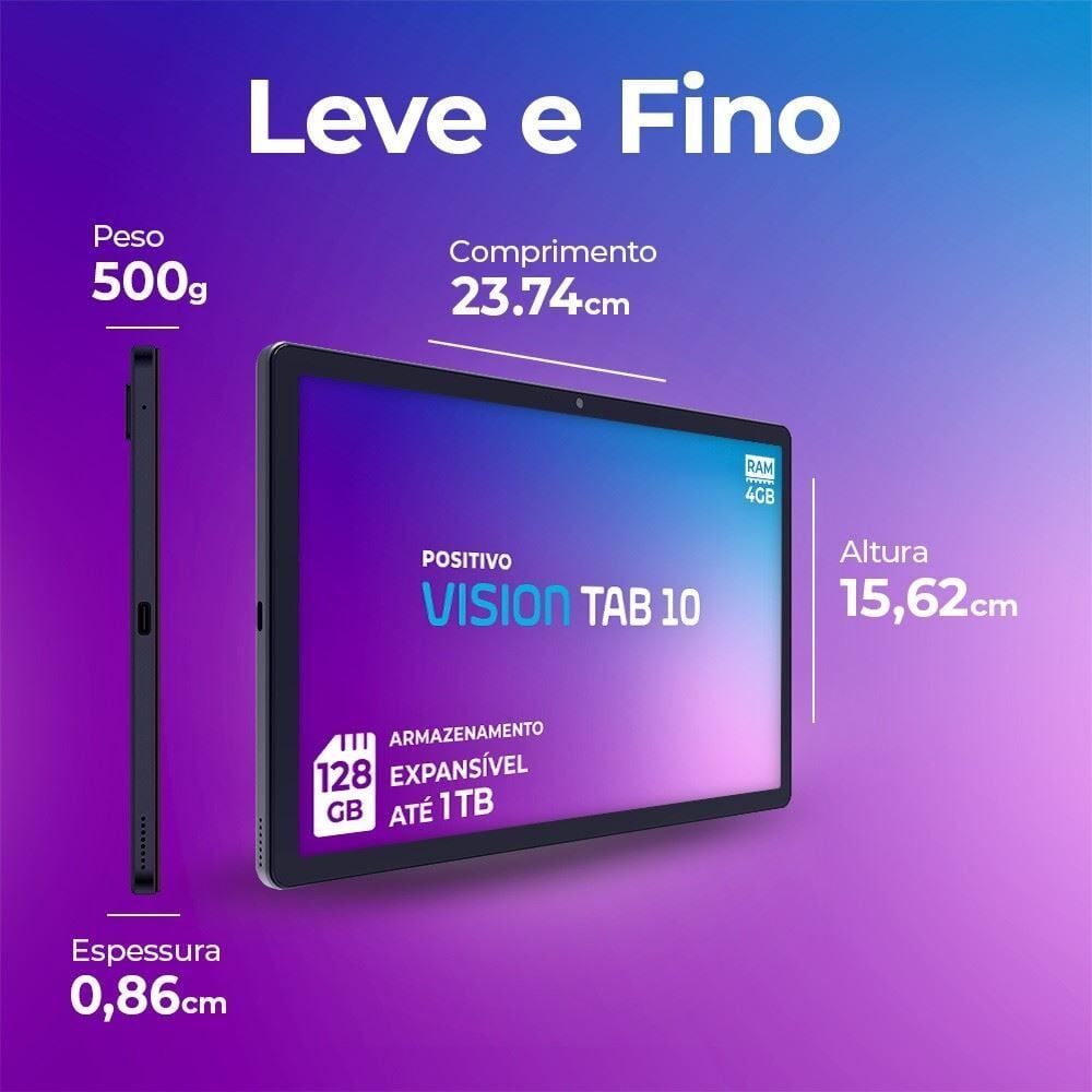 Tablet 10" Positivo Vision Tab 10 4Gb Ram 128Gb