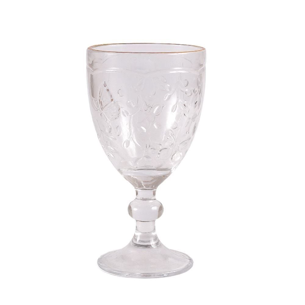 Taça de Água Borboletas com Filete Dourado Lyor - 320ml