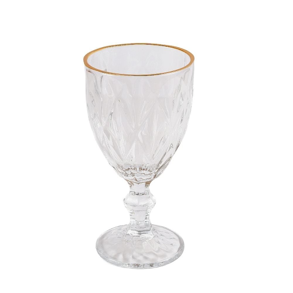 Taça de Água com Filete Dourado Diamond Lyor 330Ml - Vidro