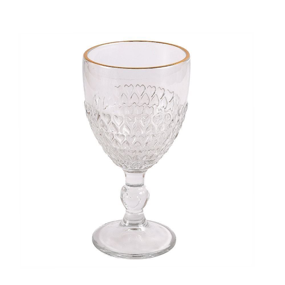 Taça de Água Coração com Filete Dourado Lyor - 320ml