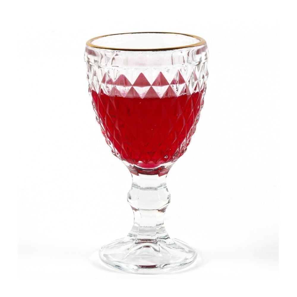 Taça Licor Vidro Bico De Abacaxi Lyor 50Ml - Transparente Filete Dourdo