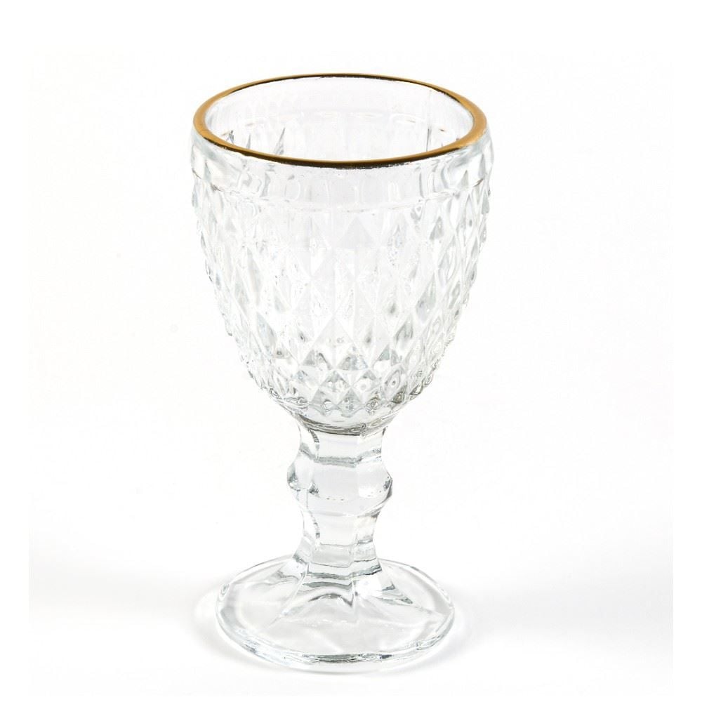 Taça Licor Vidro Bico De Abacaxi Lyor 50Ml - Transparente Filete Dourdo