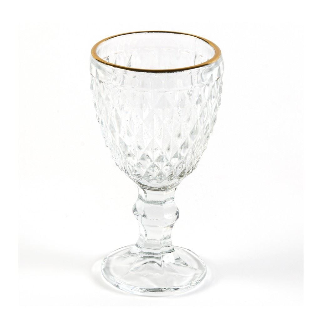 Taça Licor Vidro Bico De Abacaxi Lyor 50Ml - Transparente Filete Dourdo
