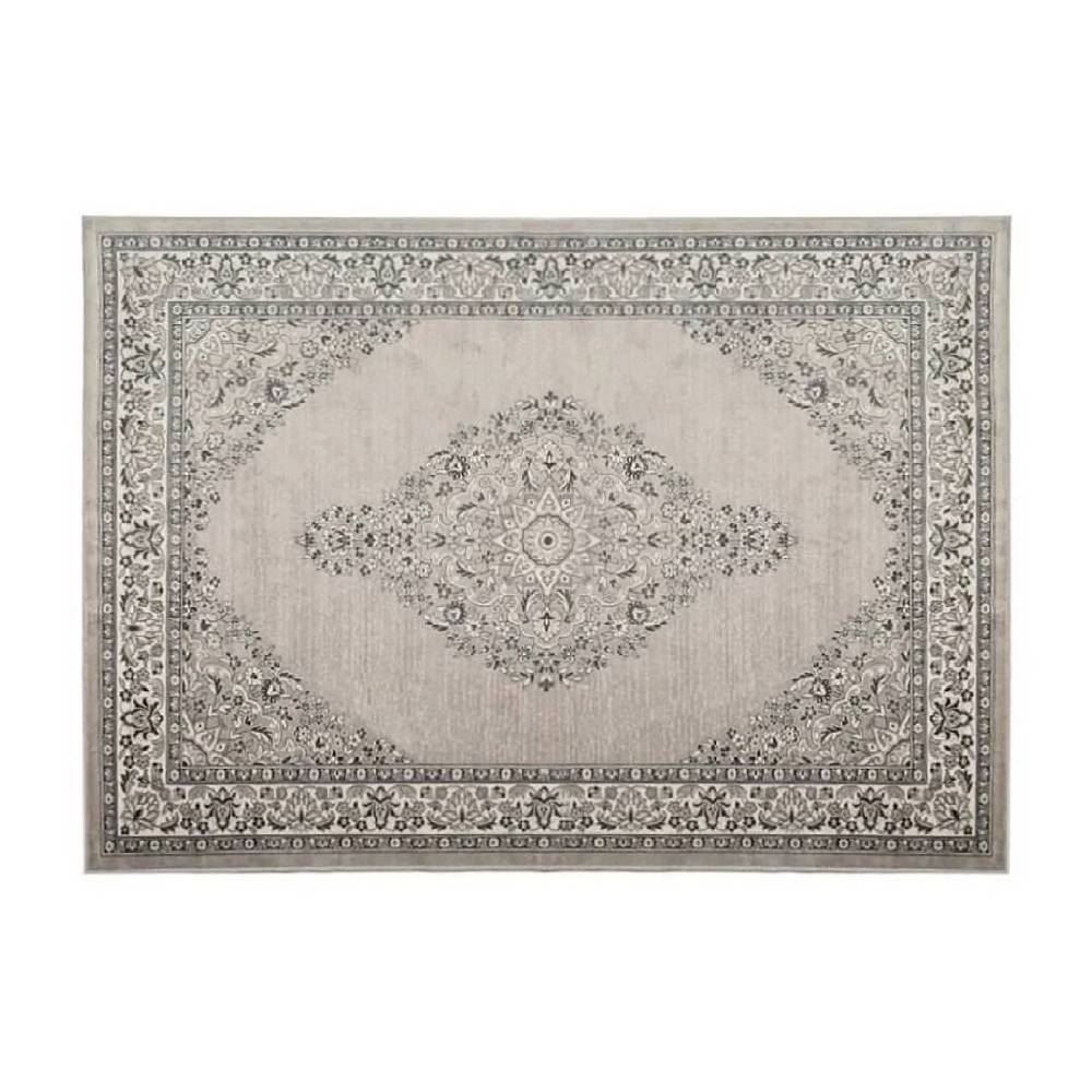 Tapete Para Quarto E Sala 1,00X1,40 M Belga Havan Casa - Moldura Cinza E Bege