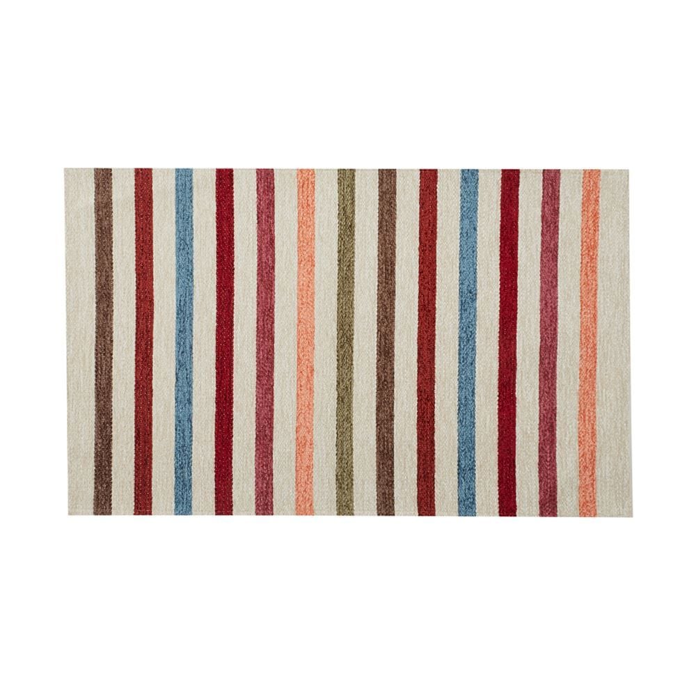 Tapete Chenile 55Cm X 85Cm Quarto E Sala Havan - Off White Listrado